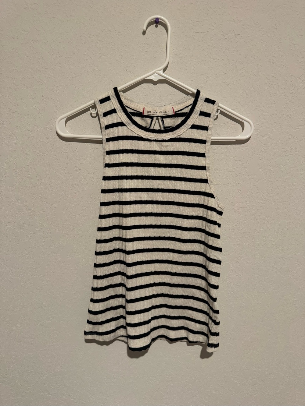 We The Free Black and White Striped Ribbed Tank